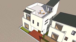 旗竿地を活かした屋上のある家