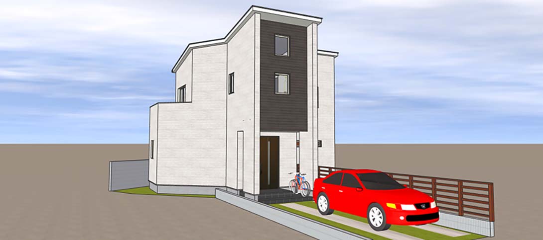 変形地を活かした家