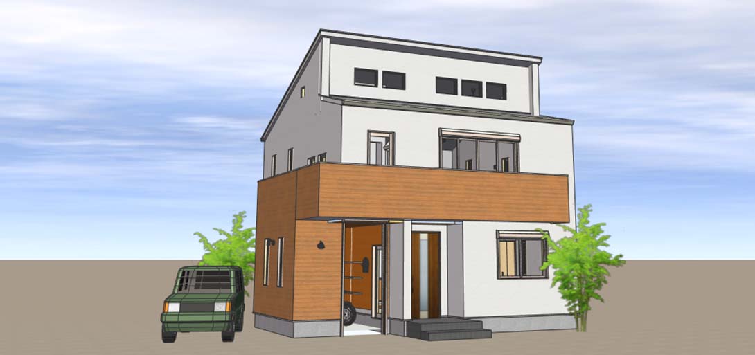 バイクガレージのある家