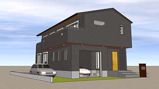 インナーガレージのある二世帯