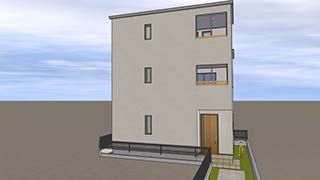 ルーフバルコニーのある３階建て