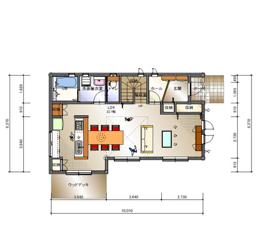 吹き抜けから光降り注ぐ家