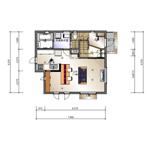 スタディコーナーのあるリビング